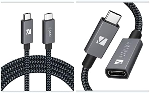 Ivanky 100W USB C ל- USB C כבל [20GBPS] 6.6ft + כבל הרחבה USB C 3.3ft [100W, 20GBPS]